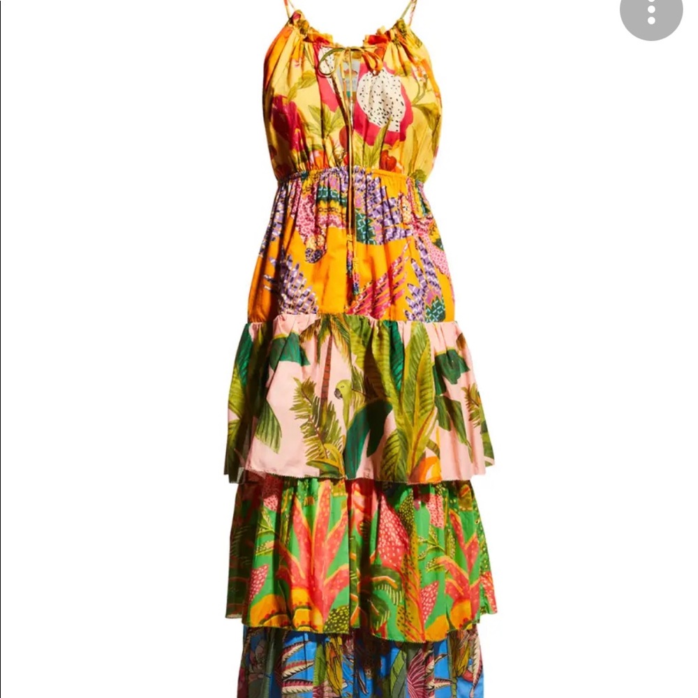 Approx. 48.5"L from shoulder to hem Halter neckline with ties and beaded tassels